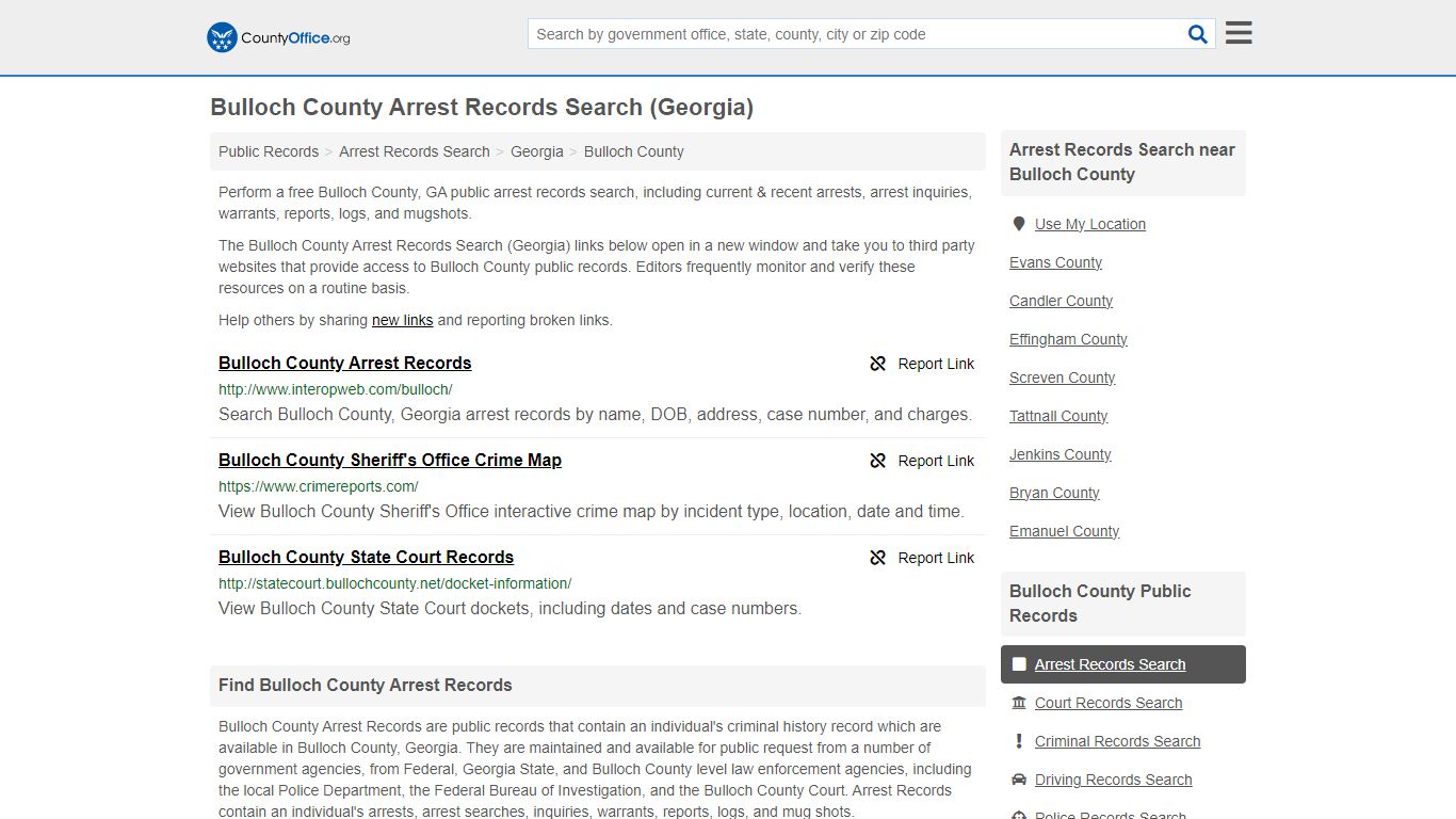 Arrest Records Search - Bulloch County, GA (Arrests & Mugshots)