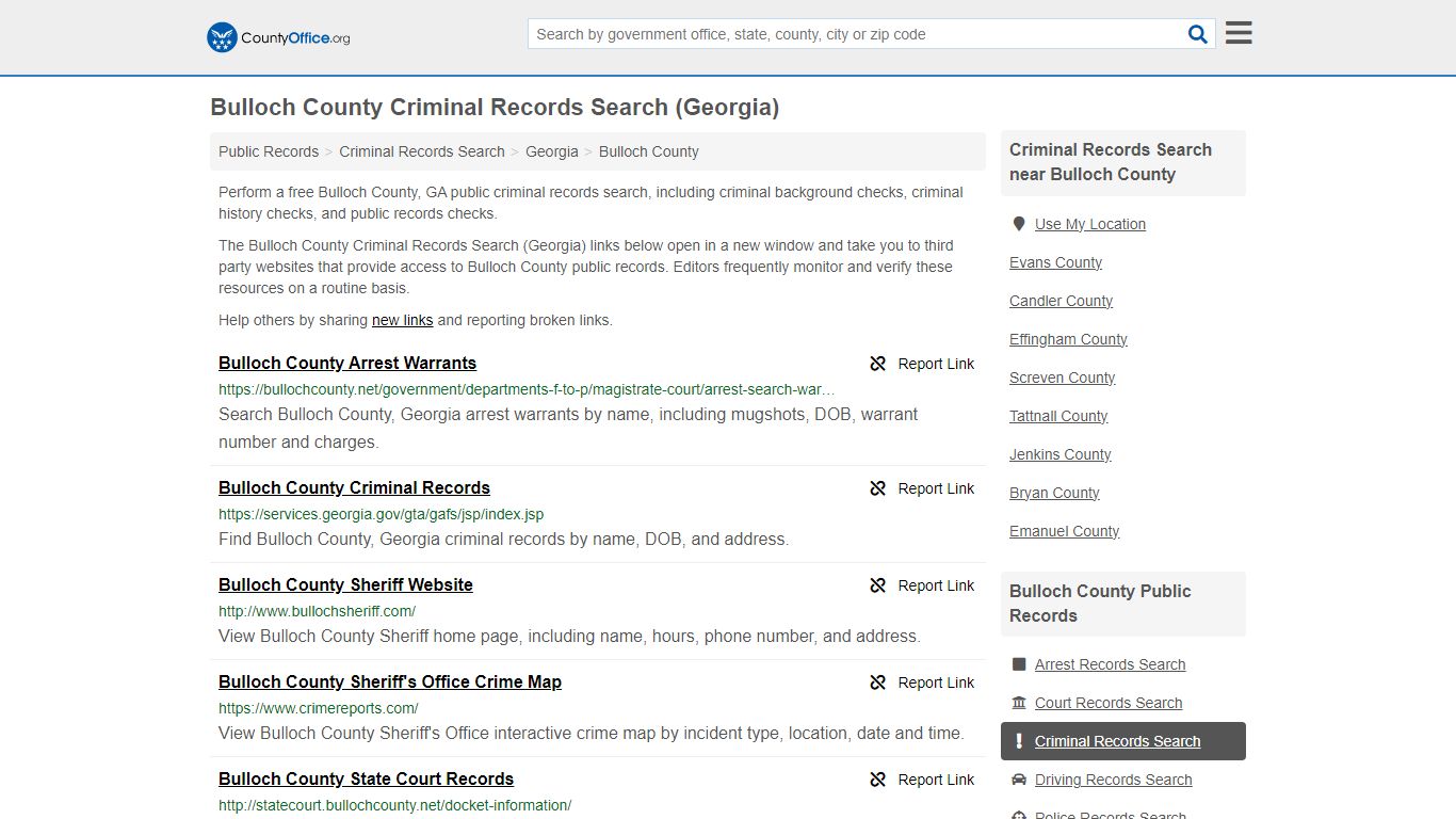 Bulloch County Criminal Records Search (Georgia) - County Office